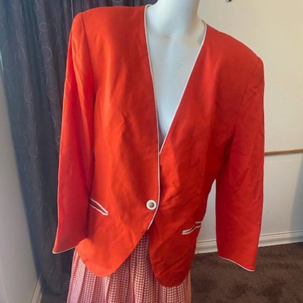 Harrison Kent Vintage Orange/White Trim Skirt Plaid Orange/White set, size 12